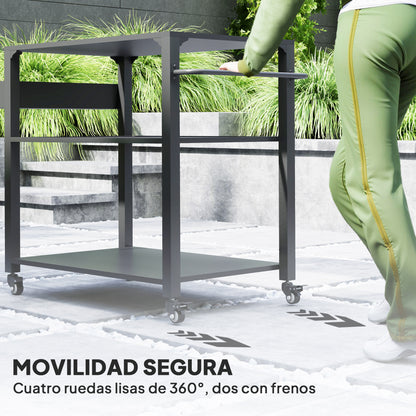 Carrito De Parrilla Outsunny Acero, Metal Negro 105x50x79 Cm_5