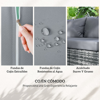 Conjunto De Muebles De Jardín De Ratán Outsunny Gris 132x69x64 Cm_5