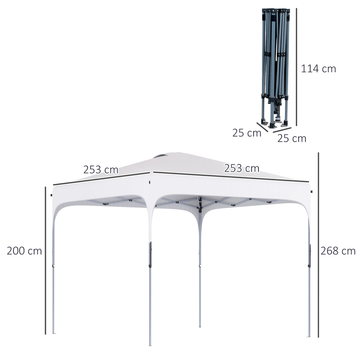 Cenador Plegable Protección Uv 50+ Outsunny 2,5x2,5x2,68 M Blanco_2