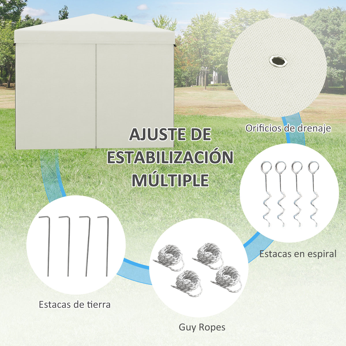 Carpa Plegable Outsunny Acero, Tela Oxford Blanco 300x300x280 Cm_3