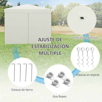 Carpa Plegable Outsunny Acero, Tela Oxford Blanco 300x300x280 Cm_3