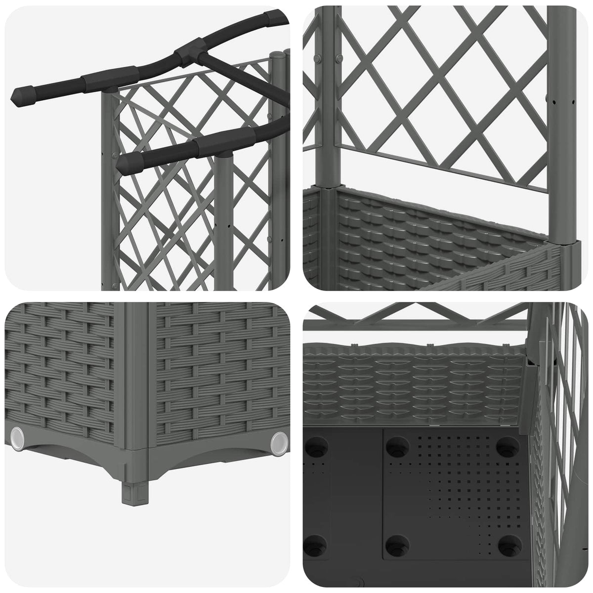 Cama Elevada Con Trellis Y Techo Gris Claro 163 X 40 X 123 Cm_5
