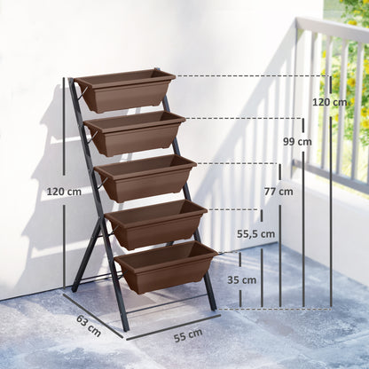 Soporte Para Plantas Outsunny Acero, Pp Negro 55x63x120 Cm_2