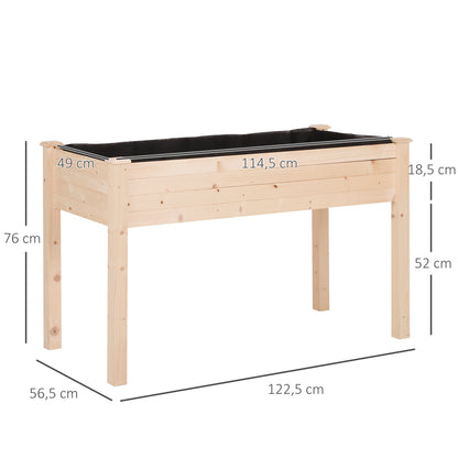 Huerto Urbano Elevado De Madera Outsunny 122,5x56,5x76 Cm Natural_2