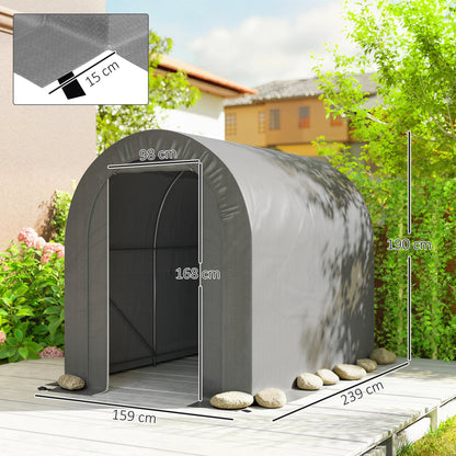 Carpa Para Herramientas Outsunny Pe, Acero Galvanizado Gris Claro 239x159x190 Cm_2