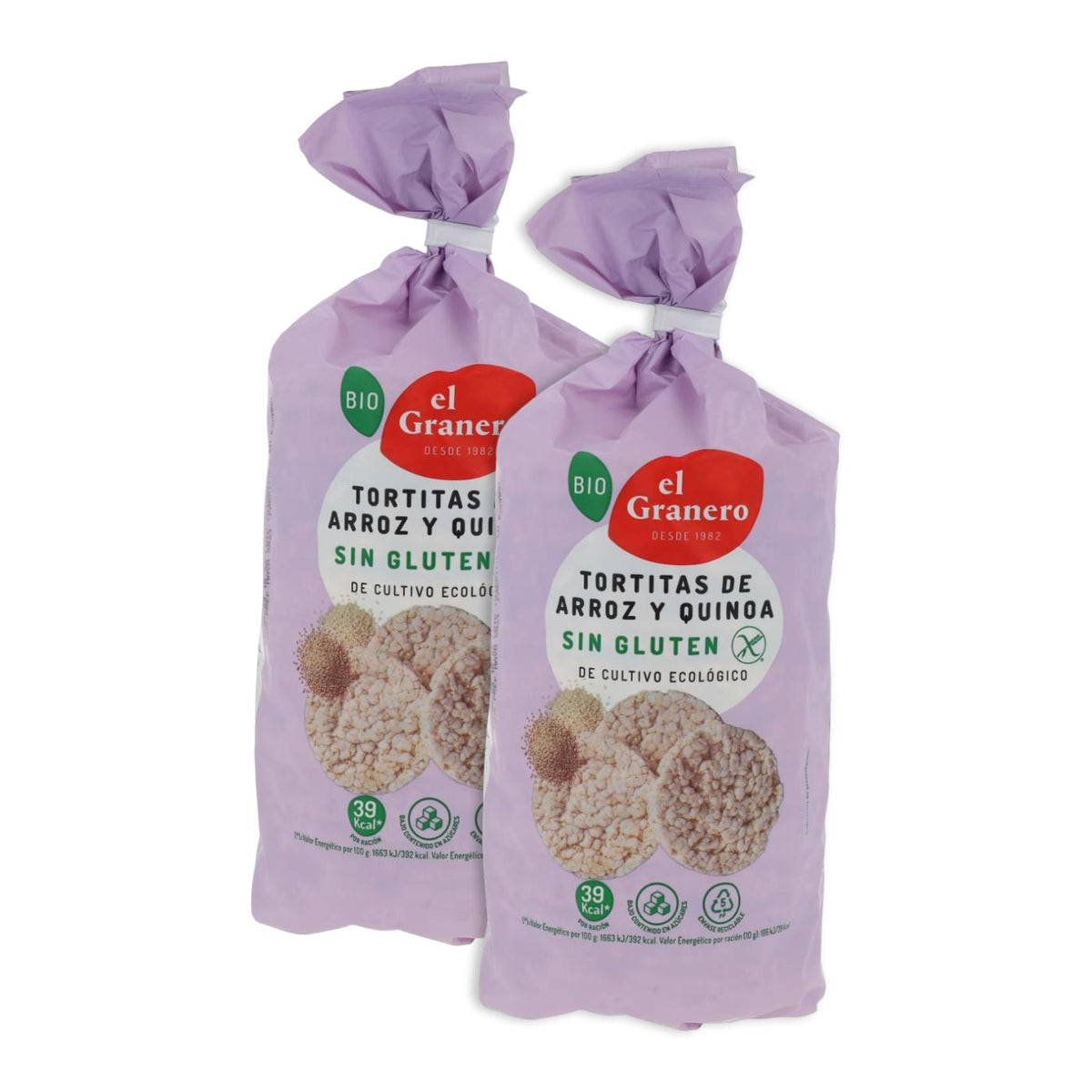 Pack 2x Tortitas de Arroz y Quinoa El Granero, 120 g