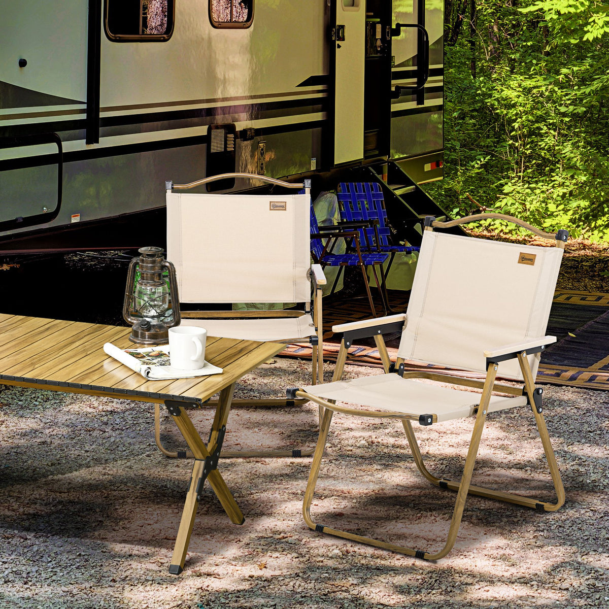 Sillas De Camping Outsunny Tela Oxford, Acero Caqui 54x59x78 Cm_1
