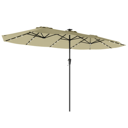 Sombrilla Doble Outsunny Metal, Poliéster Beige 395x215x238 Cm_0