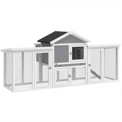 Gallinero Pawhut Madera De Abeto Gris 204x85x93 Cm_0