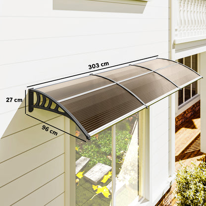 Marquesina Exterior Policarbonato Outsunny 300x96x27 Cm Marrón_2