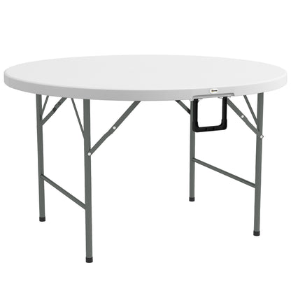 Mesa De Jardín Outsunny Acero, Hdpe Blanco 122x122x73 Cm_0