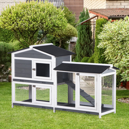 Conejera De Exterior Pawhut Madera De Abeto Gris 157.4x53x93.5 Cm_1