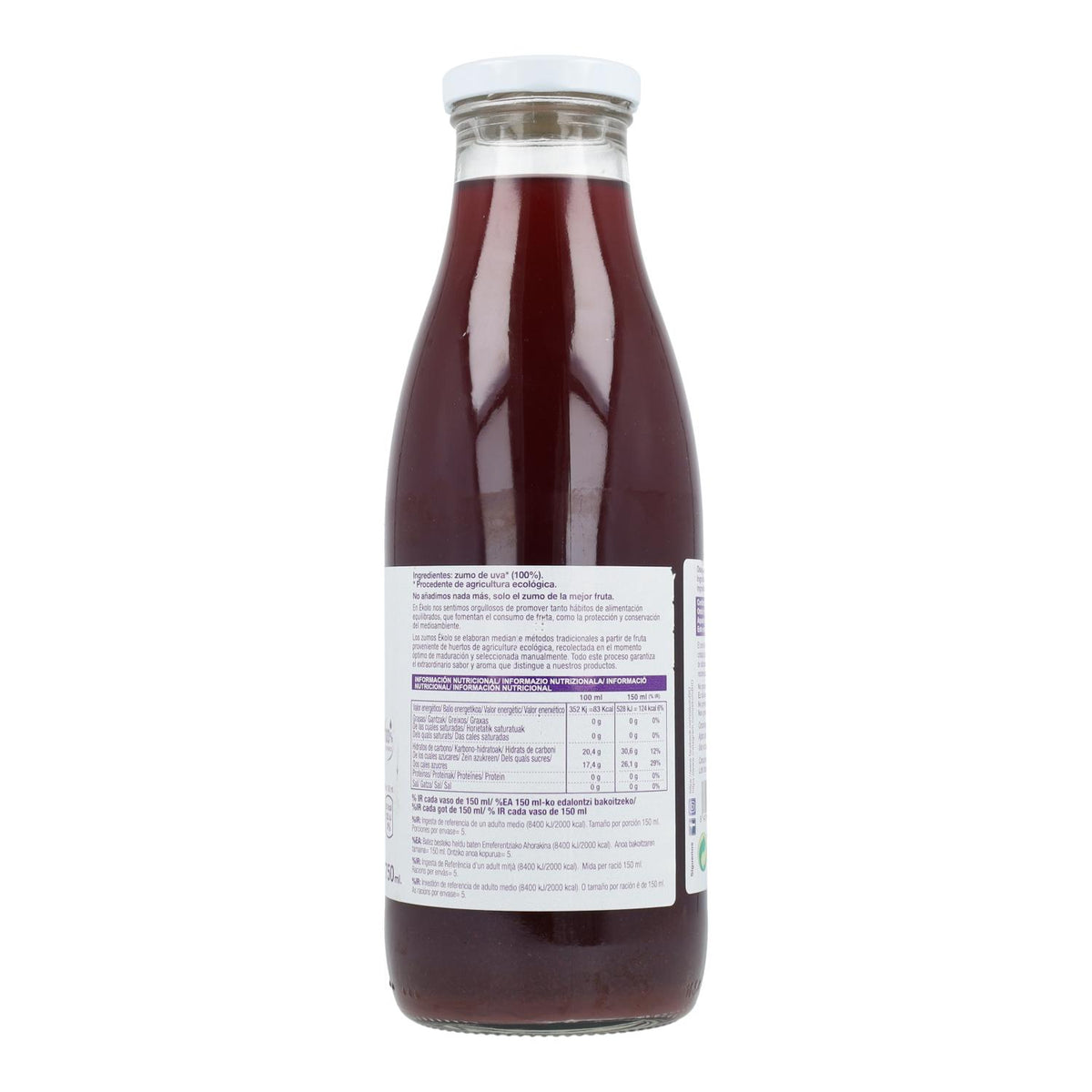 Zumo de Uva Negra Bio 100% exprimido Ékolo 750 ml