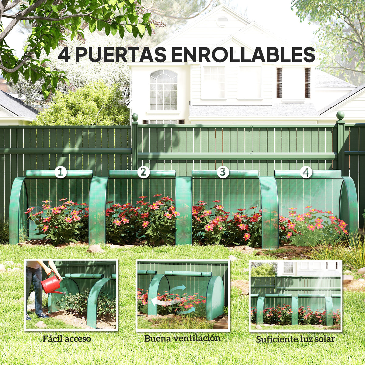 Invernadero Pequeño Outsunny Pe, Acero Verde 395x100x80 Cm 845-234v03gn_5