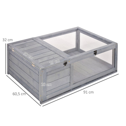 Casa Para Tortugas Pawhut Madera De Abeto Gris 91x60.5x32 Cm_2