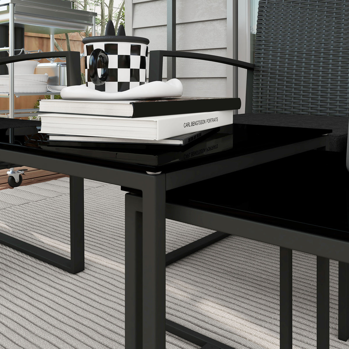 Outsunny Conjunto De Muebles De Jardín De Ratán Sintético De 5 Piezas Negro_3