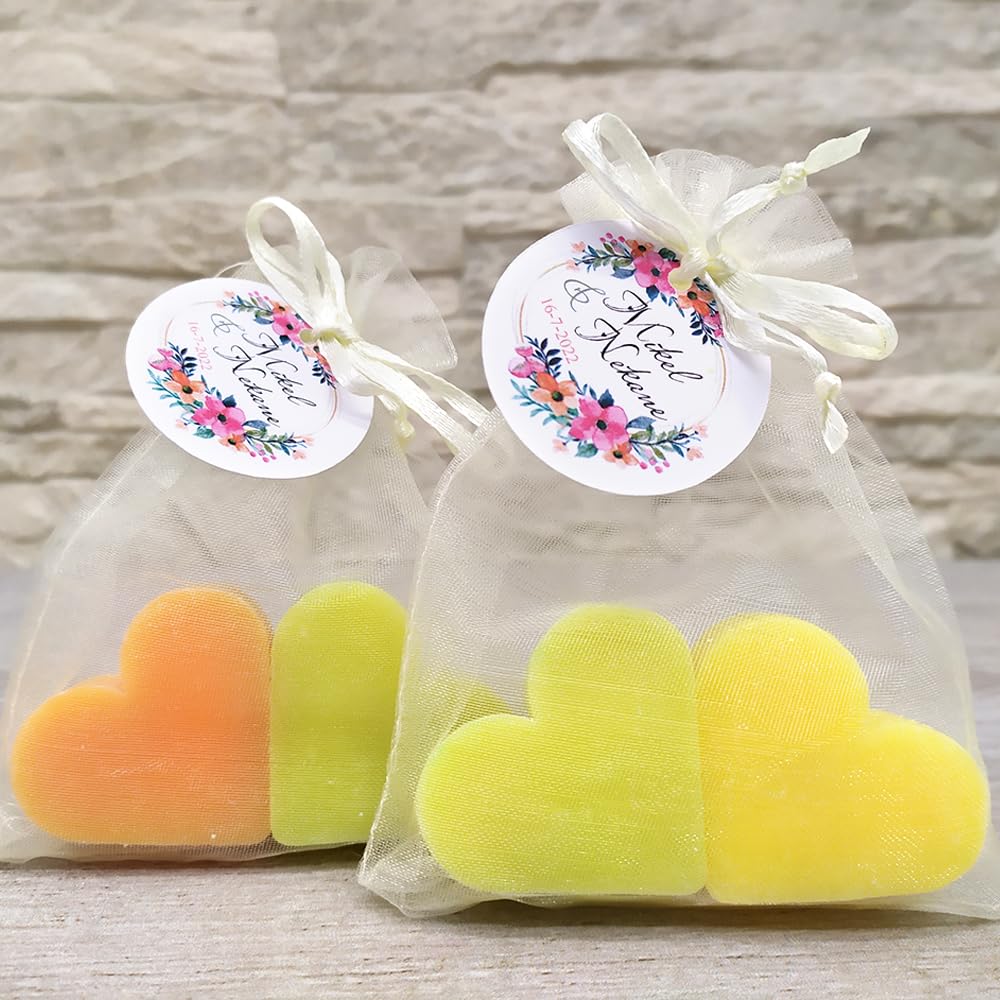 25 Jabones Aromáticos Con Forma De Corazón - Detalle Para Invitados De Eventos - Jabón Glicerina Con Aroma A Té Verde_5