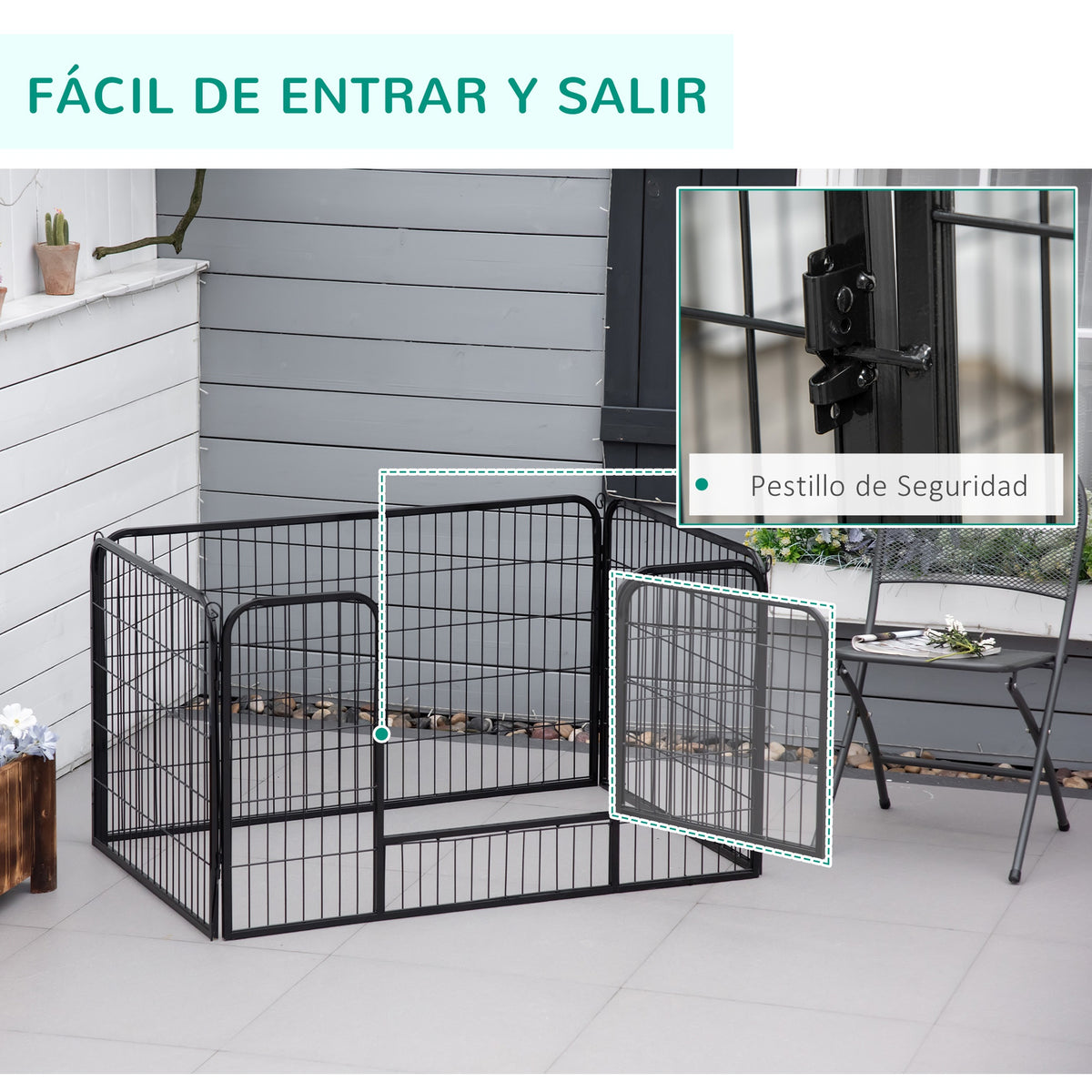 Pawhut Jaula Valla Corral 125x80x70 Cm Mascota Perro Gato Mascotas_5