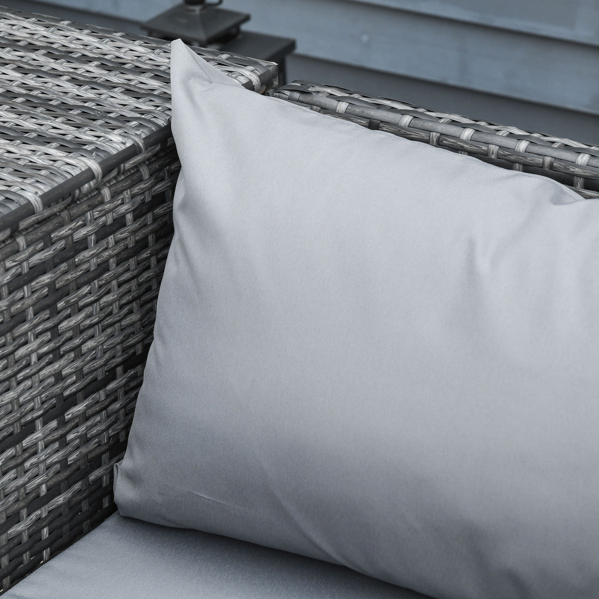Conjunto De Muebles De Jardín De Ratán Outsunny Gris 132x69x64 Cm_3