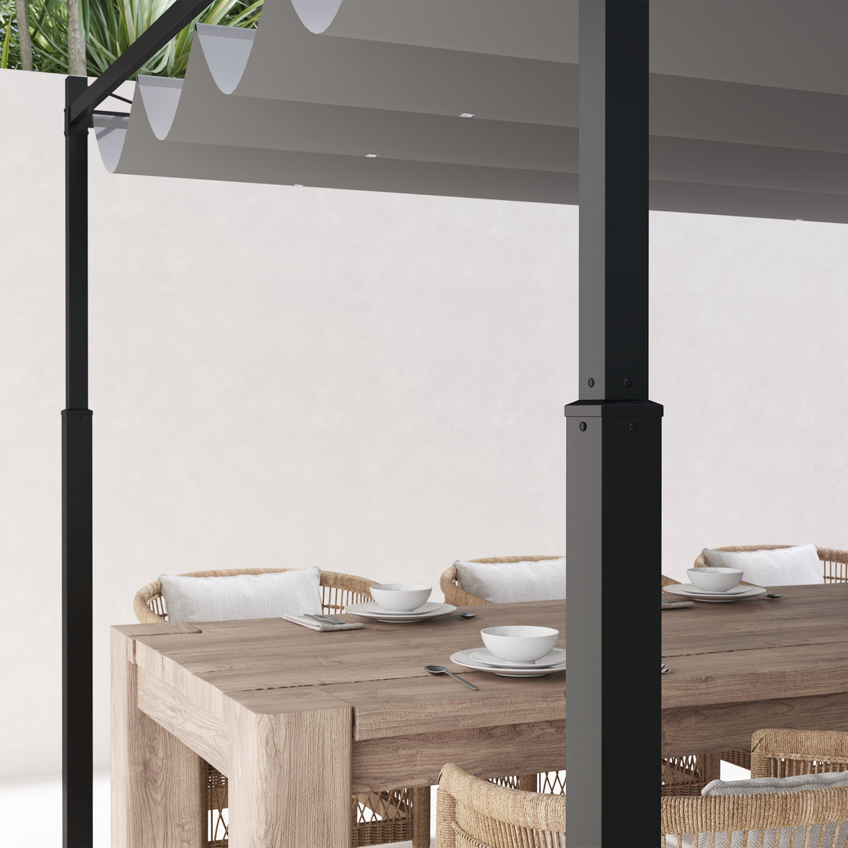 Pérgola Outsunny Metal, Poliéster Gris 298x298x230 Cm_3