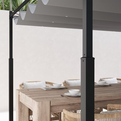 Pérgola Outsunny Metal, Poliéster Gris 298x298x230 Cm_3