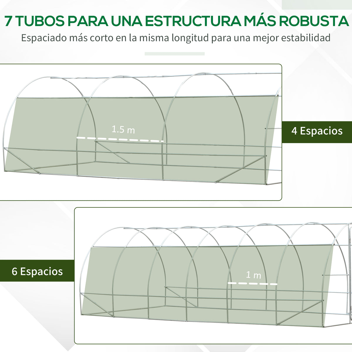 Invernadero De Túnel Con 12 Ventanas Outsunny 595x300x200 Cm Verde_3