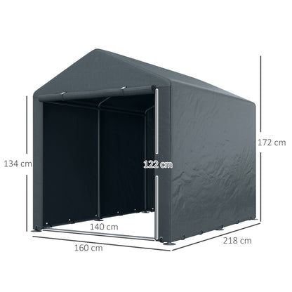 Carpa Para Herramientas Outsunny Metal Galvanizado, Pe Gris Oscuro 160x218x172 Cm_2
