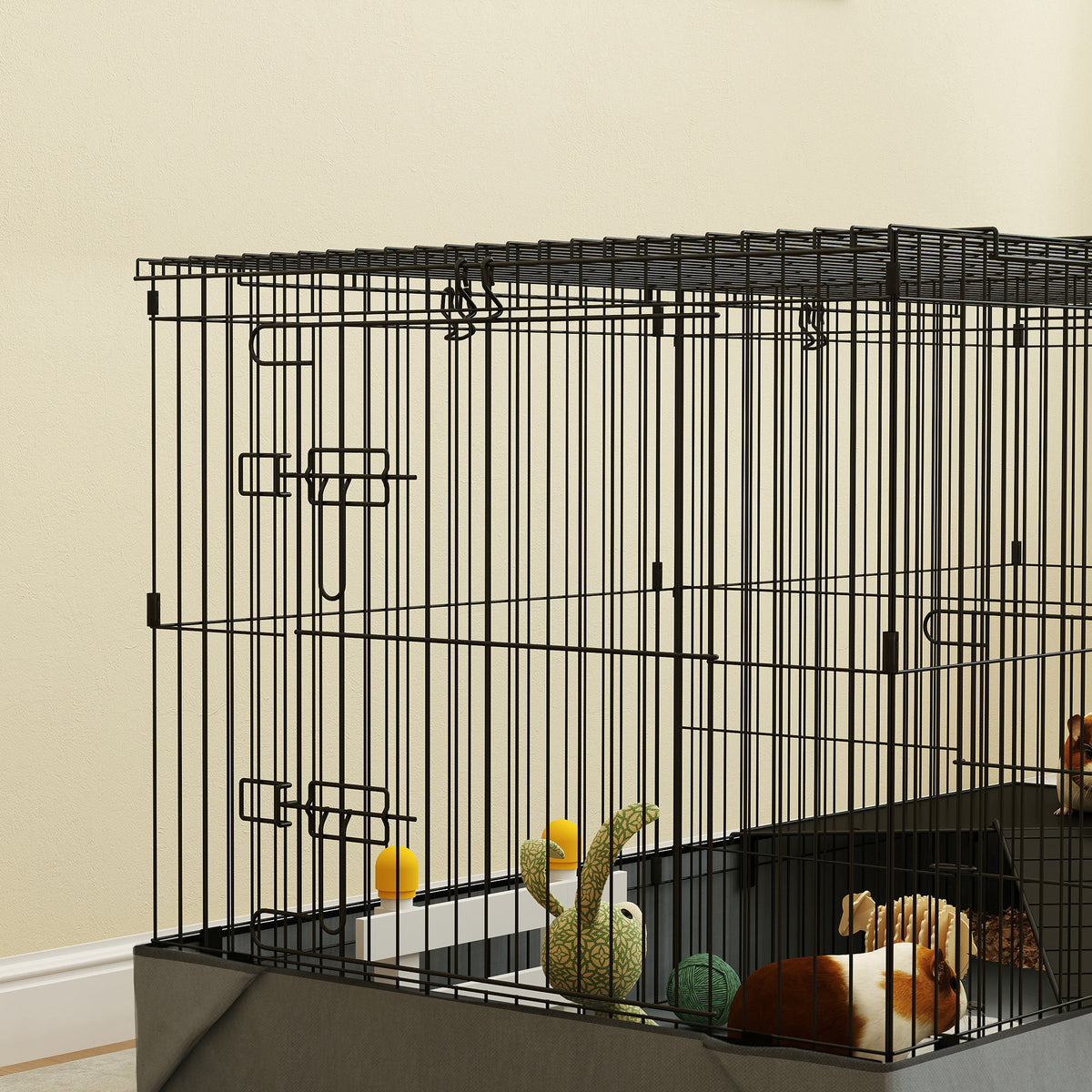 Jaula Animales Pequeños Pawhut Acero Negro 121x61x61 Cm_3