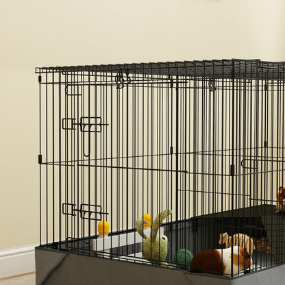 Jaula Animales Pequeños Pawhut Acero Negro 121x61x61 Cm_3