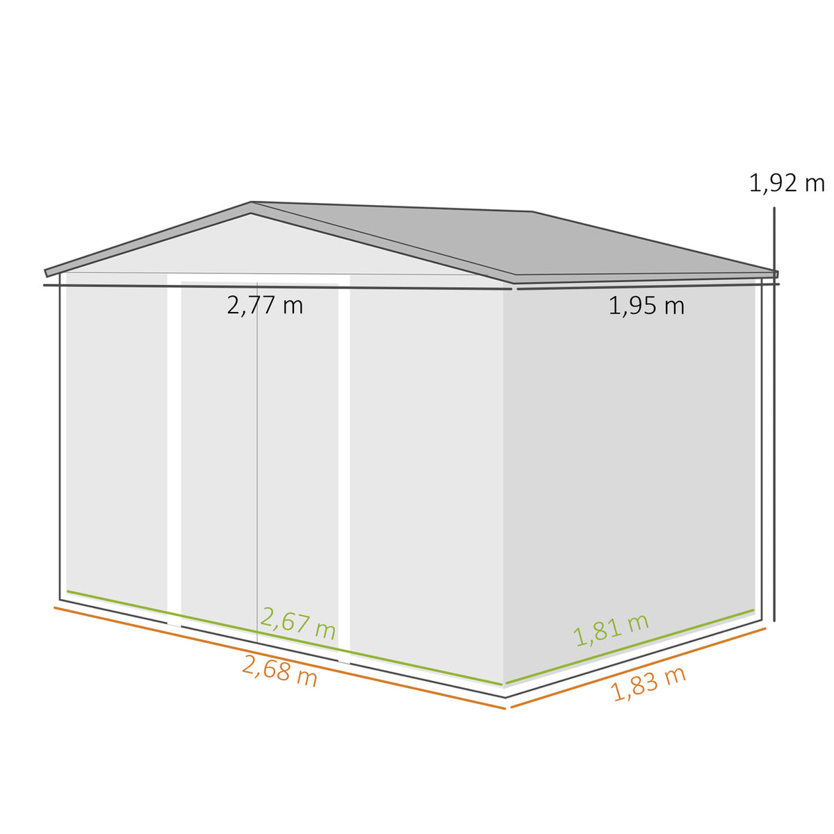 Cobertizo De Jardín Outsunny Acero Galvanizado Marrón 277x195x192 Cm 845-031v00bn_2