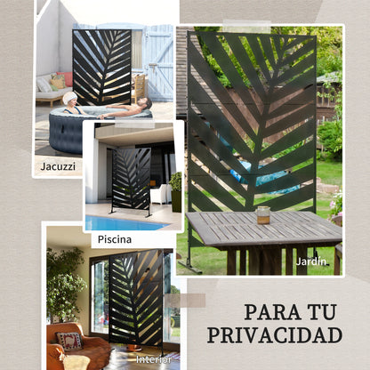 Biombo Para Exterior Outsunny Acero Negro 122x45x198 Cm_5