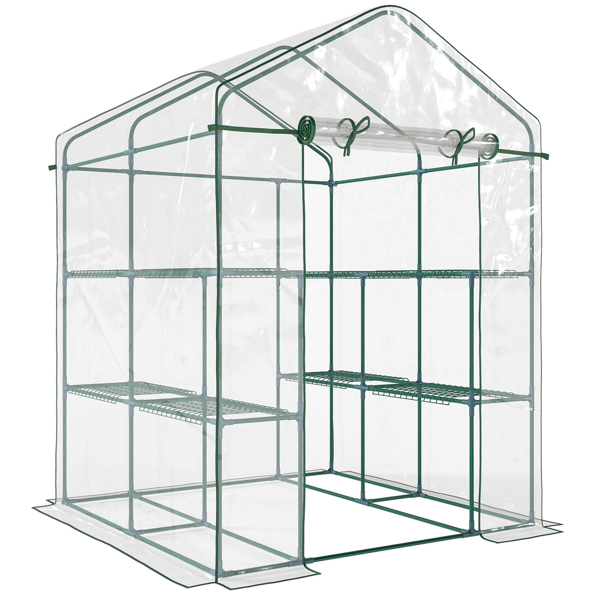 Invernadero Transparente Outsunny Transparente Y Verde 143x143x195cm_0
