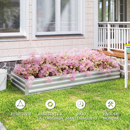 Jardinera Exterior Outsunny Acero Galvanizado Plata 241x90.5x30 Cm_5