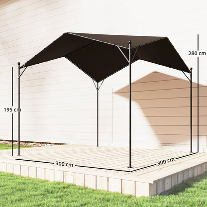 Pérgola Outsunny Metal Galvanizado, Poliéster Gris Oscuro 300x300x280 Cm_2