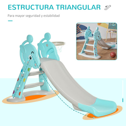 Tobogán Para Niños Homcom Azul Gris 147x82x85,5 Cm Hdpe Y Pp_5