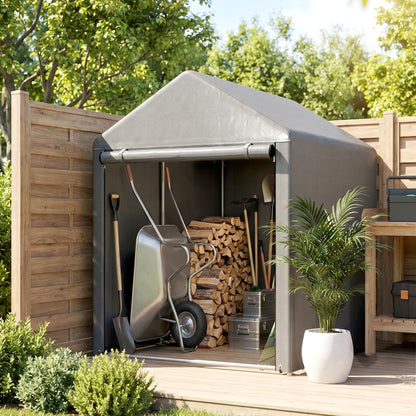 Outsunny Carpa De Jardín Para Herramientas De Jardinería 1,2x1,8x1,65 M Gris_4
