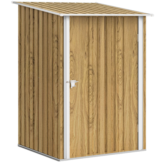 Caseta De Jardín Outsunny Acero Galvanizado Marrón 100x103x160 Cm_0