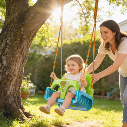 Columpio Infantil Outsunny Pp, Pe Verde Oscuro 42x33x38 Cm_1