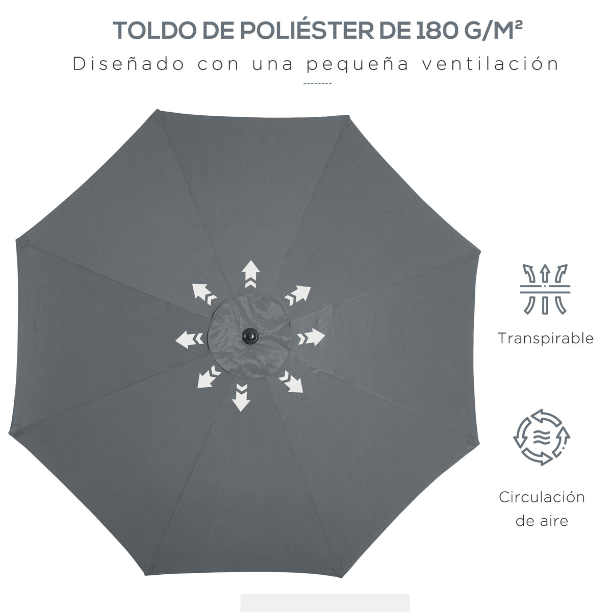 Sombrilla De Jardín Inclinable Con Manivela Outsunny Ø300x240 Cm Gris_5