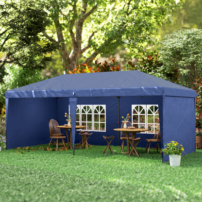 Carpa Plegable Outsunny Tela Oxford, Acero Azul 585x295x272 Cm_4