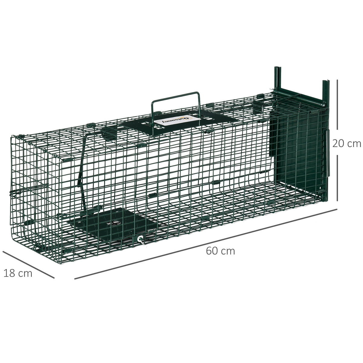 Trampa Para Animales Vivos Con Puerta Outsunny 60x18x20 Cm Verde_2