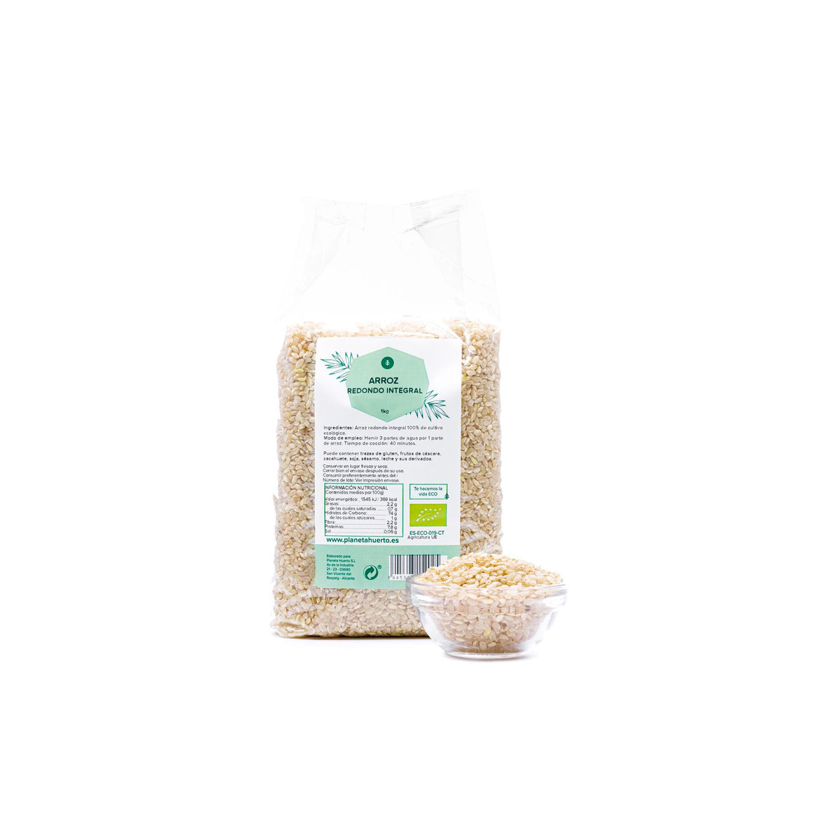 Pack 2x Arroz redondo integral ECO Planeta Huerto 1 kg