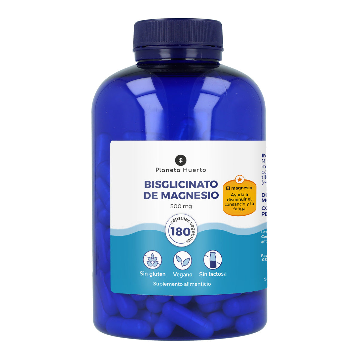 Bisglicinato de Magnesio 500 mg Planeta Huerto 180 cápsulas