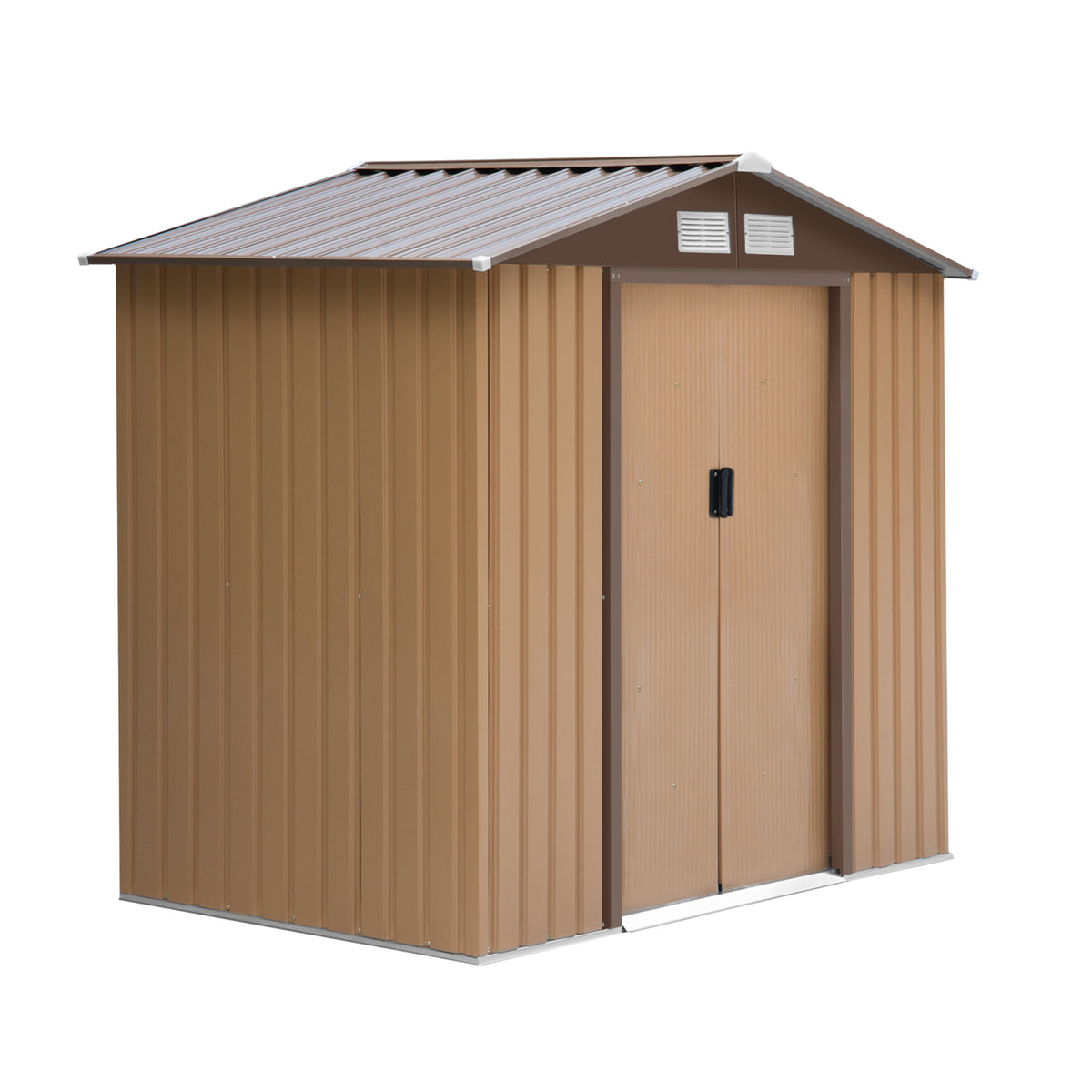 Caseta De Jardín Con 2 Puertas Correderas Outsunny 213x130x185cm Caqui_0