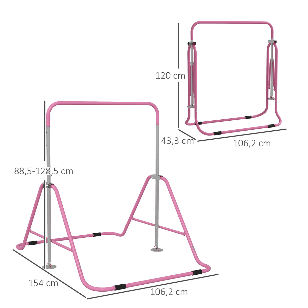 Barra De Gimnasia Homcom Acero Rosa 154x106.2x128.5 Cm 340-005v01pk_2