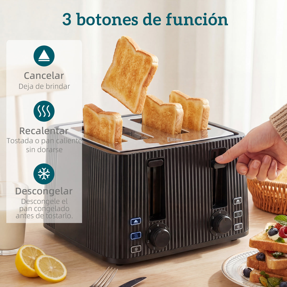 Tostadora Homcom Plástico, Acero Inoxidable Negro 29.1x27.3x18.9 Cm_5
