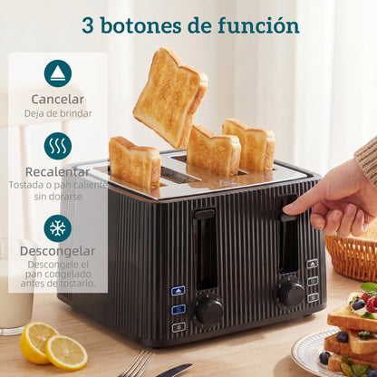 Tostadora Homcom Plástico, Acero Inoxidable Negro 29.1x27.3x18.9 Cm_5