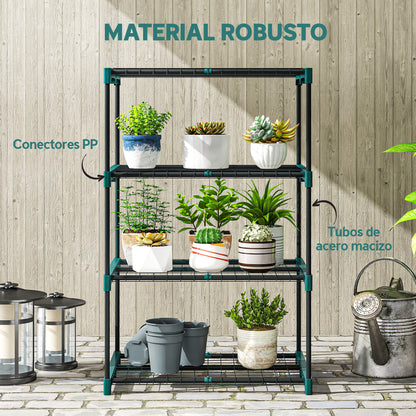 Soporte Para Plantas Outsunny Acero, Pp Verde Oscuro 67x49x105 Cm_5