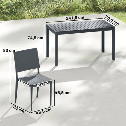 Conjunto De Jardín Outsunny Metal, Pp Gris Oscuro 141.5x70.5x74.5 Cm_2