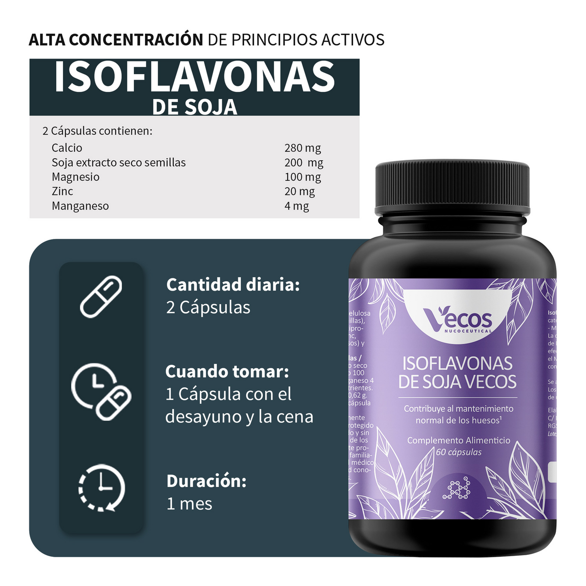 Isoflavonas De Soja 86 Mg Vecos 60 Cápsulas | Bienestar En La Menopausia Y Equilibrio Hormonal | Con Vitamina B6_2